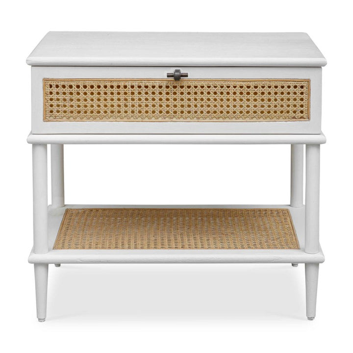 Coast - Rattan Side Table - White / Woodtone