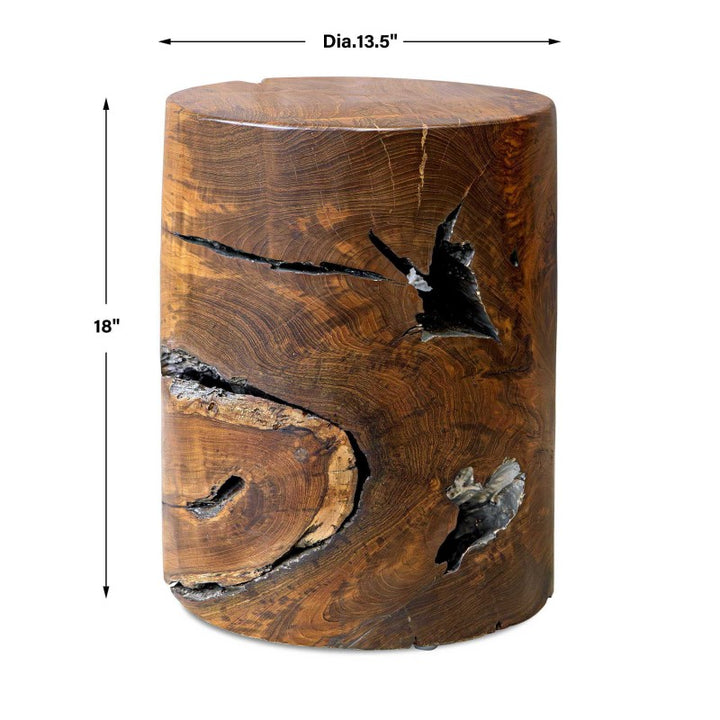 Rafe - Wooden Accent Stool - Silver / Woodtone