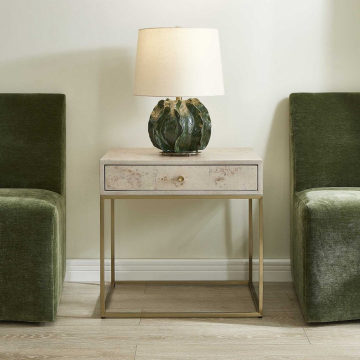 Pembrook - Side Table - Light Washed / Brass