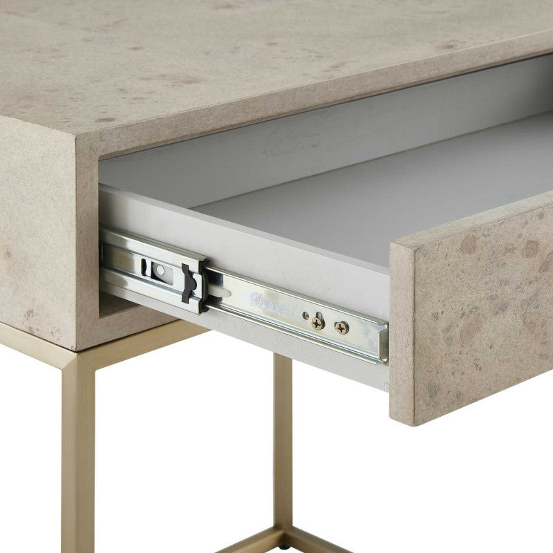 Pembrook - Side Table - Light Washed / Brass
