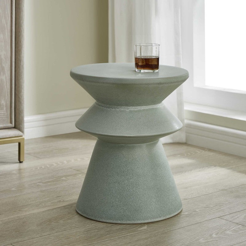 Imogene - Glaze Garden Stool - Seafoam