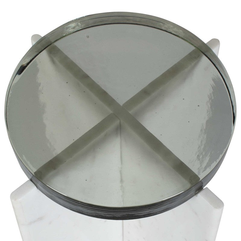 Olina - Marble Outdoor Accent Table - White