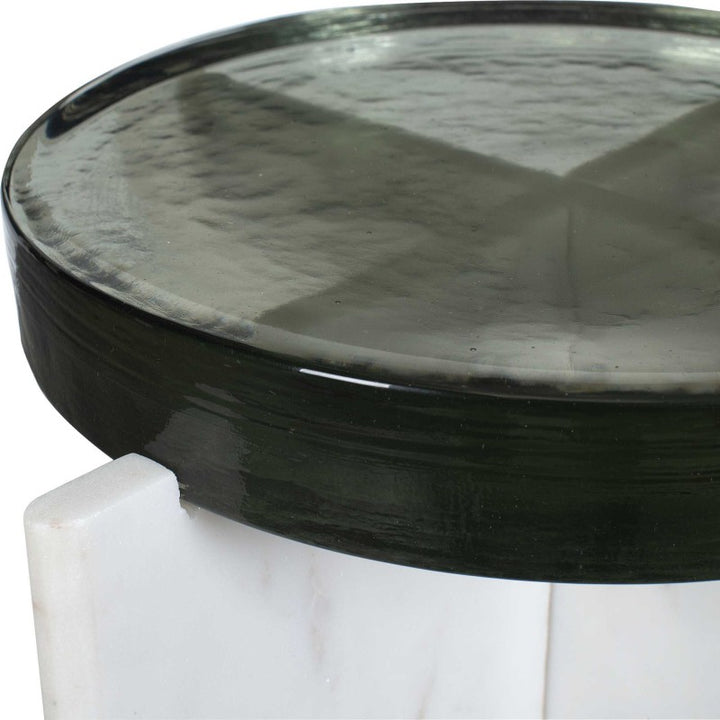 Olina - Marble Outdoor Accent Table - White