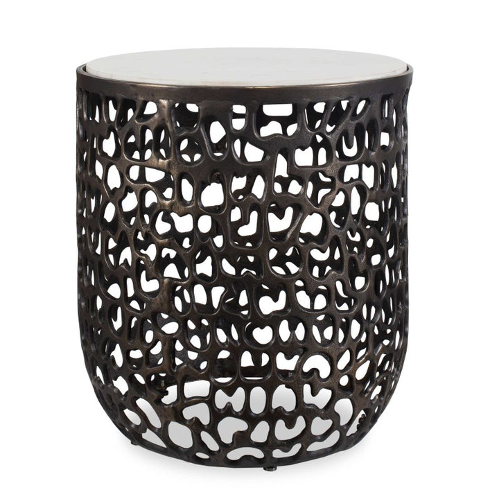 Sabena - Marble Outdoor Side Table - Black / White