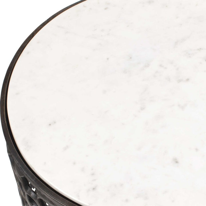Sabena - Marble Outdoor Side Table - Black / White