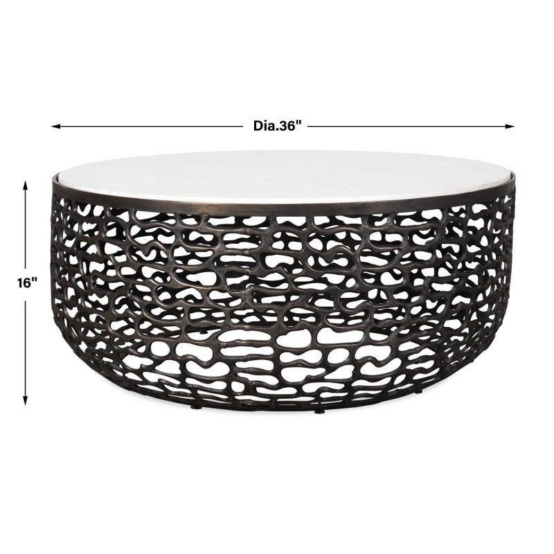 Sabena - Marble Outdoor Coffee Table - Black / White