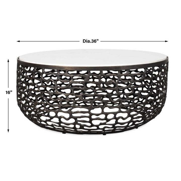 Sabena - Marble Outdoor Coffee Table - Black / White