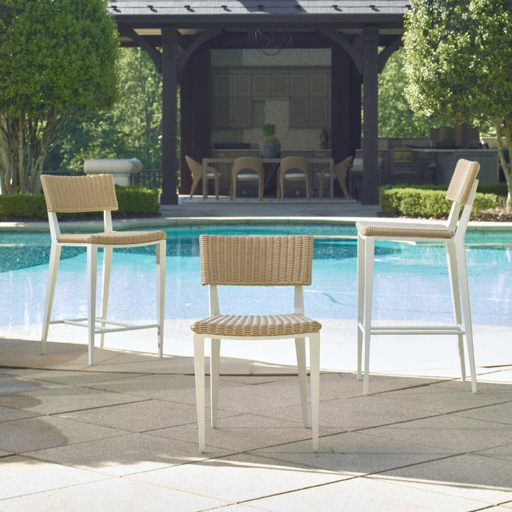Calbas - Outdoor Counter Stool - White / Woodtone