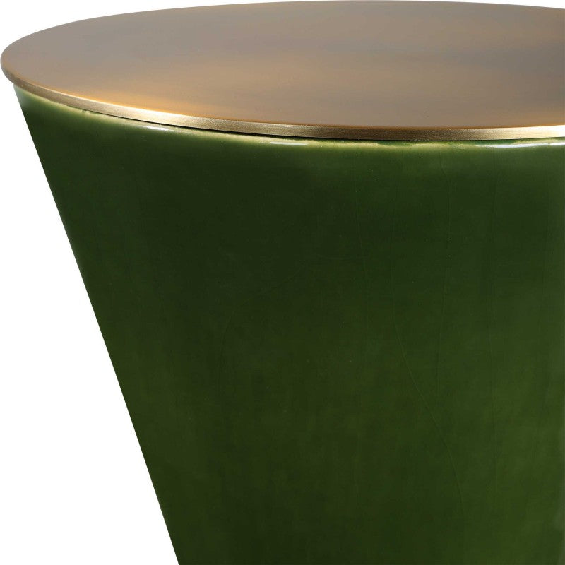 Ronde - Drink Table - Brass / Jade Green