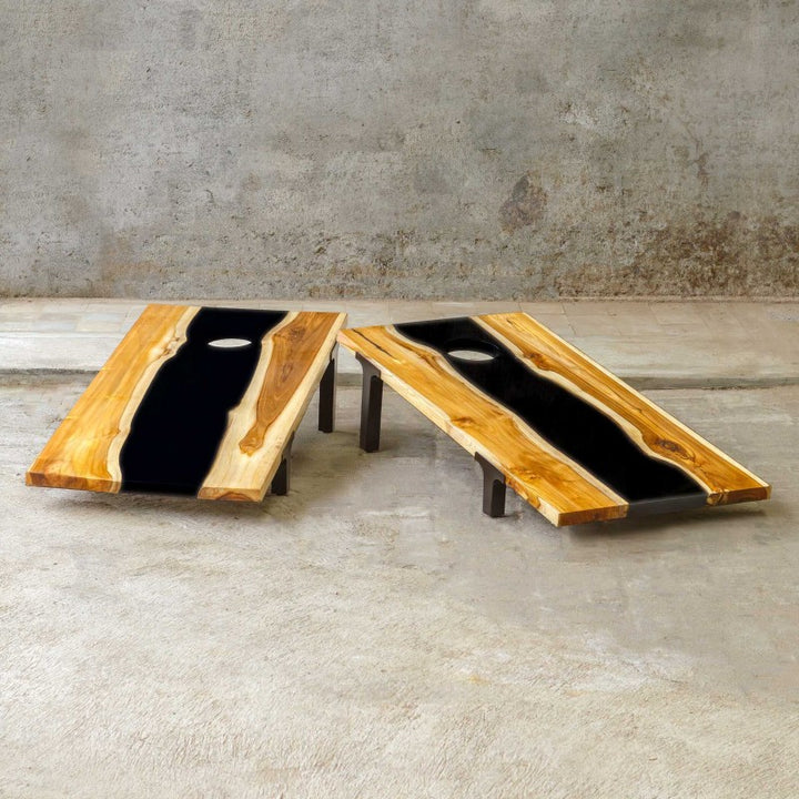 Clearwood Black - Cornhole Game (Set of 2) - Black / Woodtone