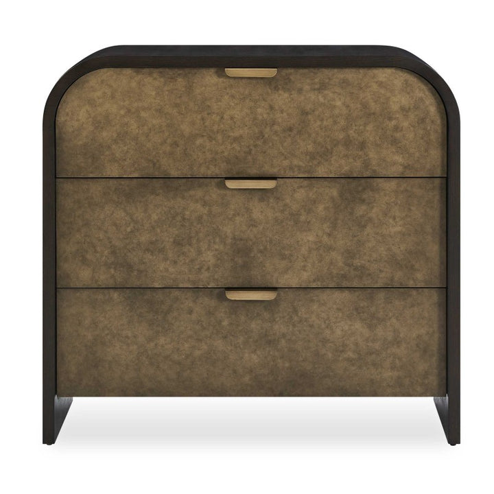 Byrams - 3 Drawer Oak Chest - Brown / Gold / Woodtone