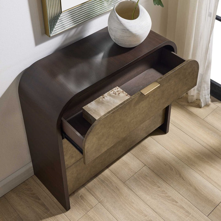 Byrams - 3 Drawer Oak Chest - Brown / Gold / Woodtone