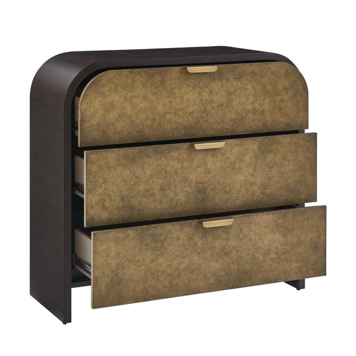 Byrams - 3 Drawer Oak Chest - Brown / Gold / Woodtone