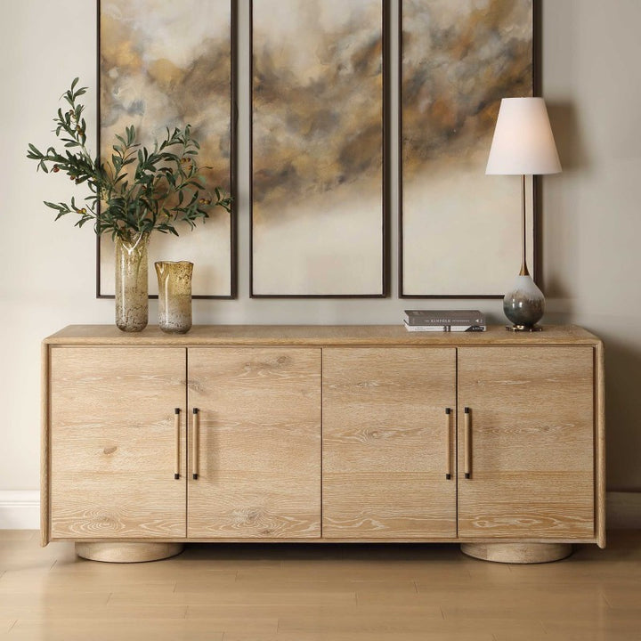 Evanston - 4 Door Natural Oak Cabinet - Woodtone