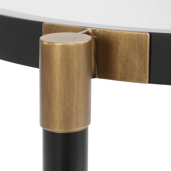 Chadid - Round Glass Side Table - Black / Gold