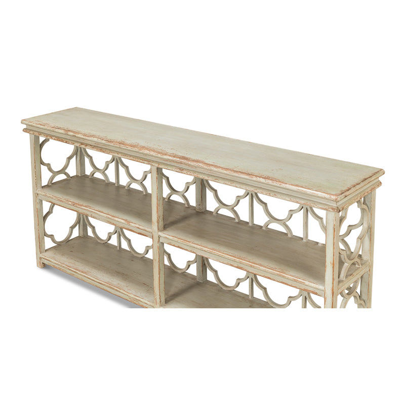 Quatrefoil Bookshelf Console Table