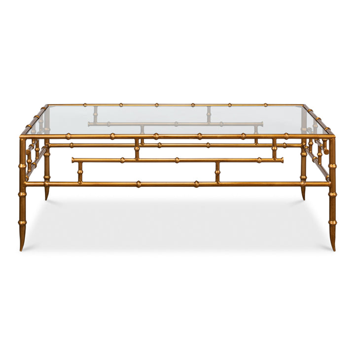 Faux Bamboo Metal Coffee Table 48"