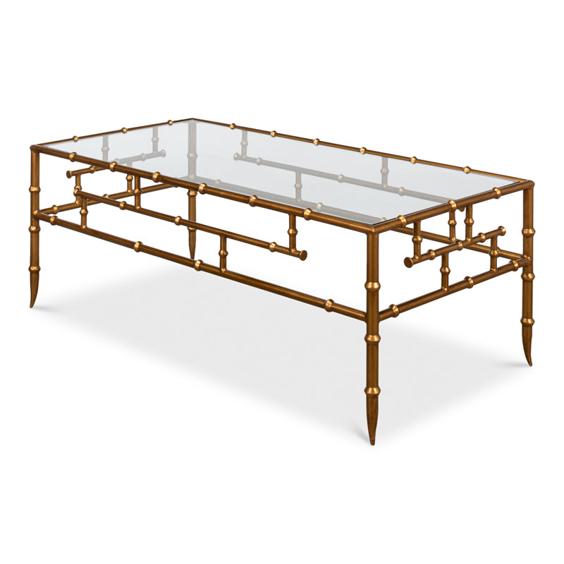 Faux Bamboo Metal Coffee Table 48"