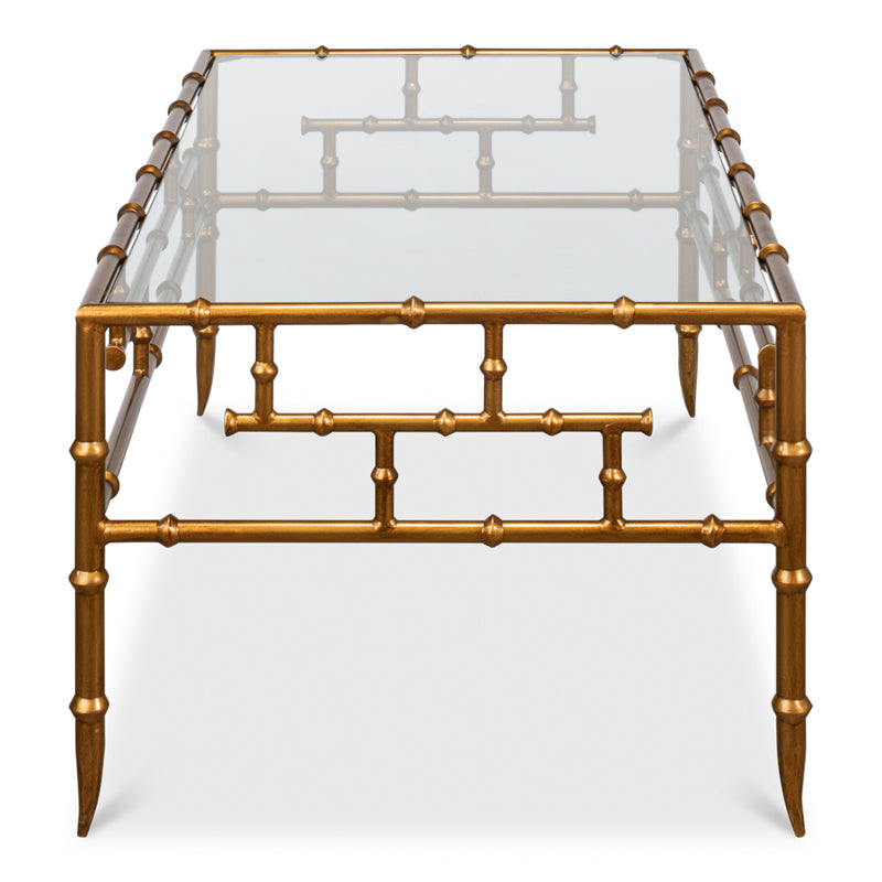 Faux Bamboo Metal Coffee Table 48"