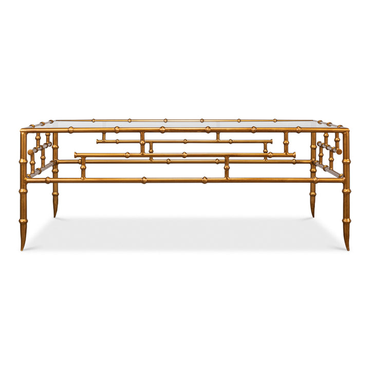 Faux Bamboo Metal Coffee Table 48"