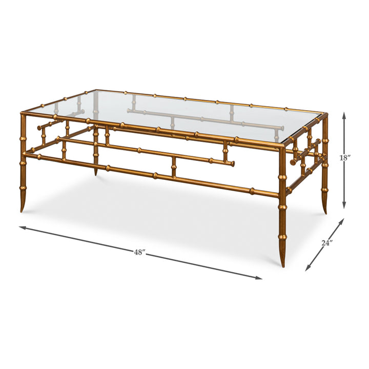Faux Bamboo Metal Coffee Table 48"