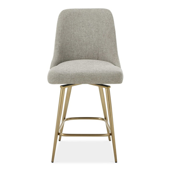 Bramwell - Upholstered Counter Stool - Gray / Gold