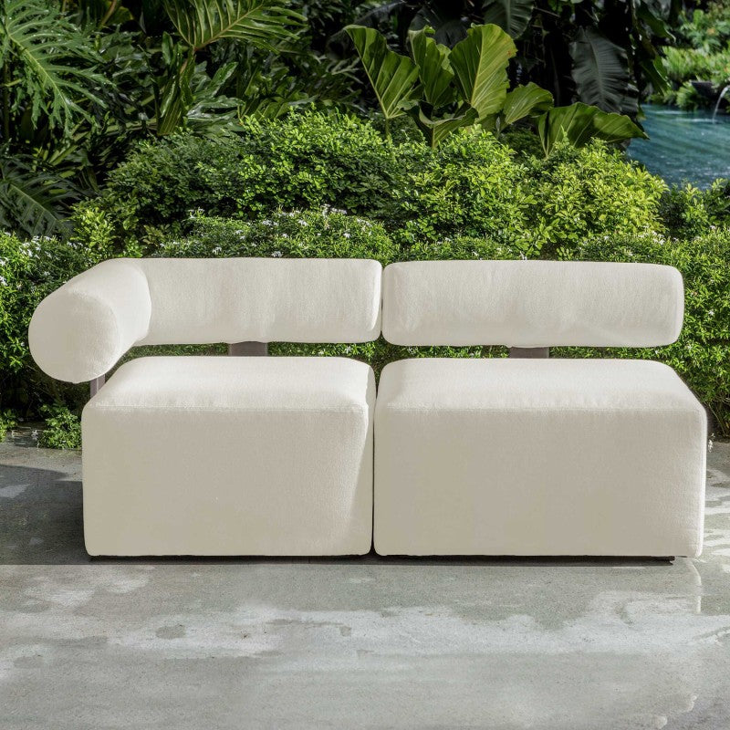 Bolster Back - Armless Outdoor Sofa - White