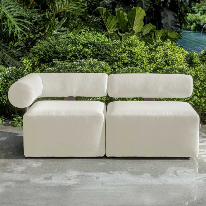 Bolster Back - Armless Outdoor Sofa - White