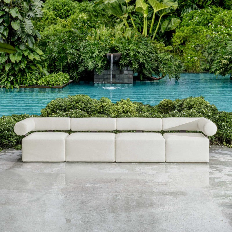 Bolster Back - Outdoor Corner Sofa - White
