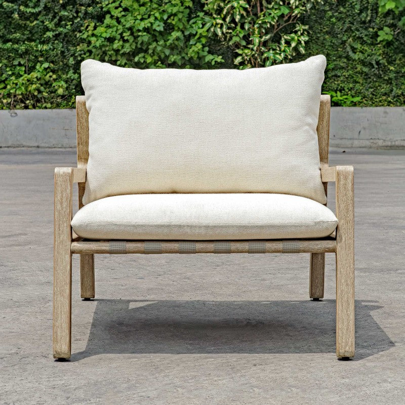 Strapped - Outdoor Lounge Chair - Light Brown / Pearl Silver