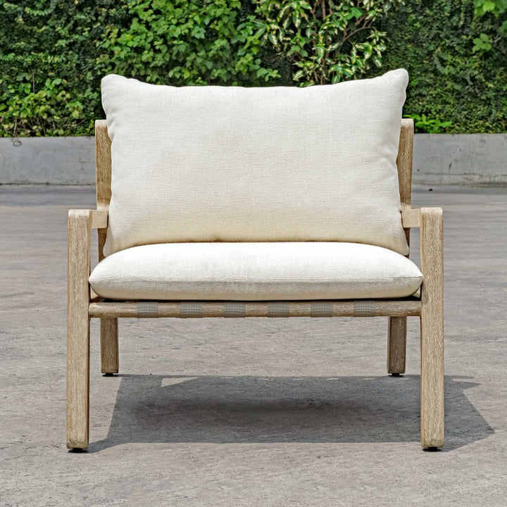 Strapped - Outdoor Lounge Chair - Light Brown / Pearl Silver