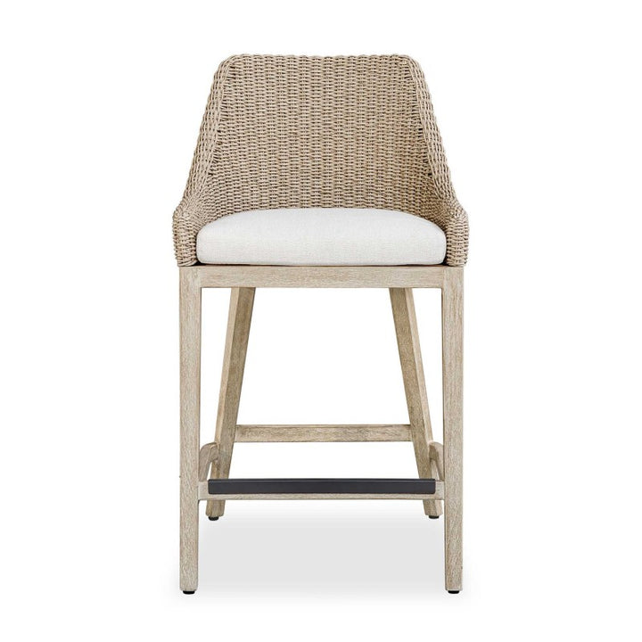 Paloma - Outdoor Wicker Counter Stool - Brown / Gray / White
