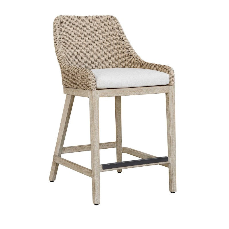 Paloma - Outdoor Wicker Counter Stool - Brown / Gray / White