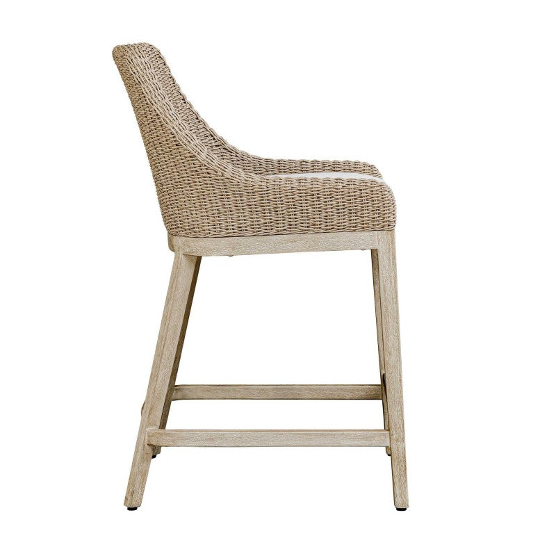 Paloma - Outdoor Wicker Counter Stool - Brown / Gray / White