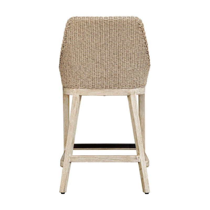 Paloma - Outdoor Wicker Counter Stool - Brown / Gray / White