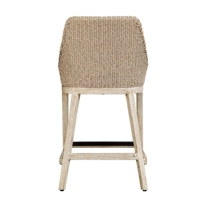 Paloma - Outdoor Wicker Counter Stool - Brown / Gray / White