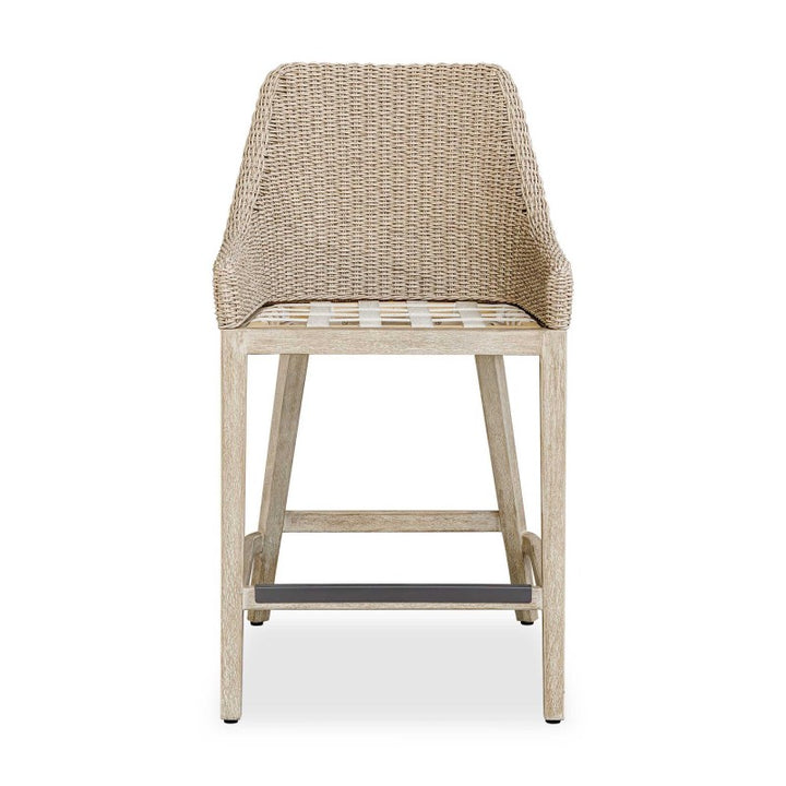 Paloma - Outdoor Wicker Counter Stool - Brown / Gray / White