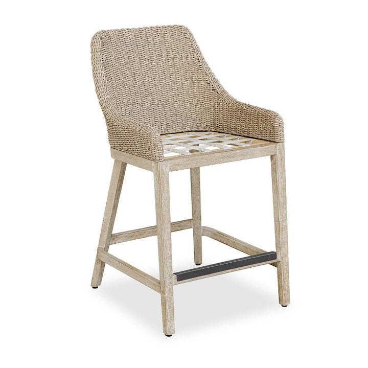 Paloma - Outdoor Wicker Counter Stool - Brown / Gray / White