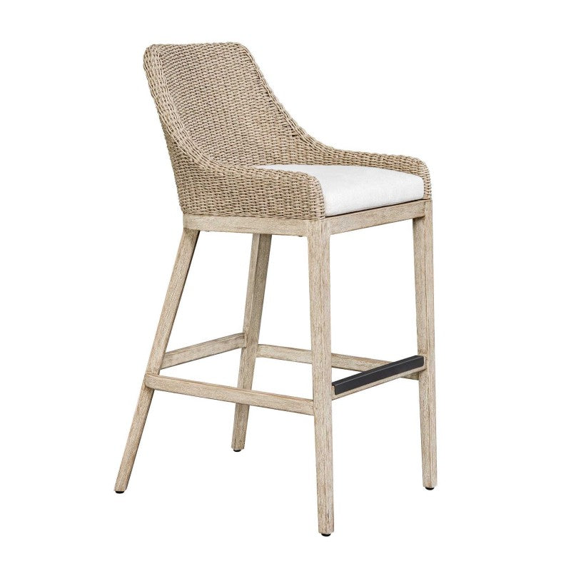 Paloma - Outdoor Wicker Bar Stool - Gray / White