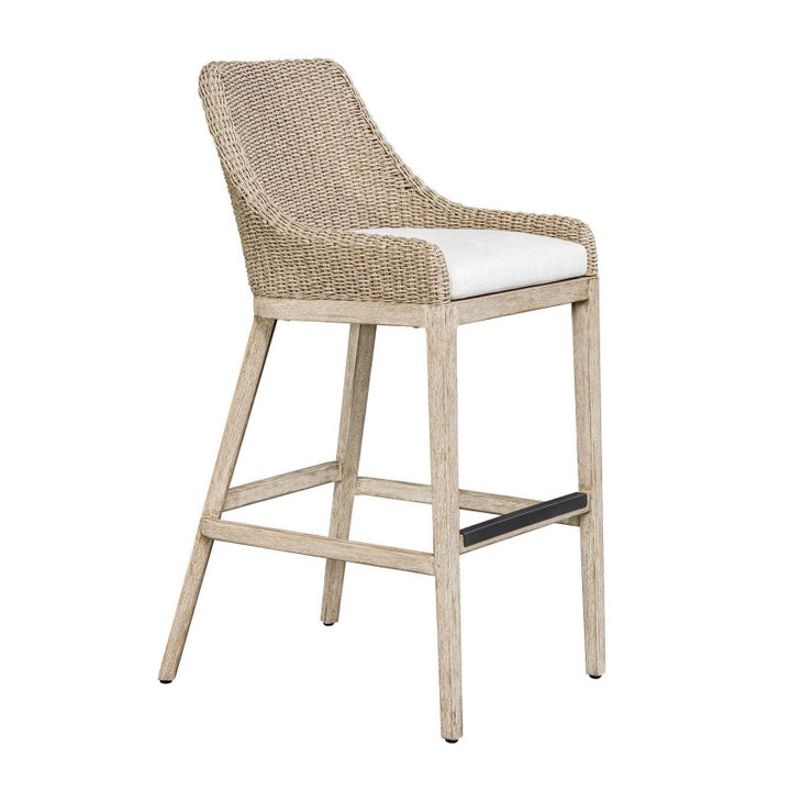 Paloma - Outdoor Wicker Bar Stool - Gray / White