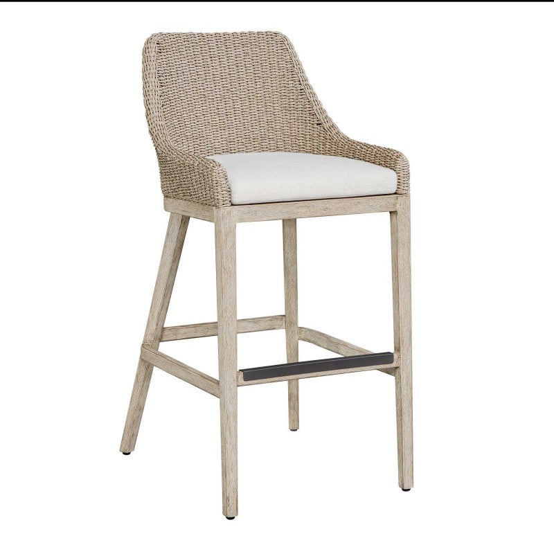 Paloma - Outdoor Wicker Bar Stool - Gray / White