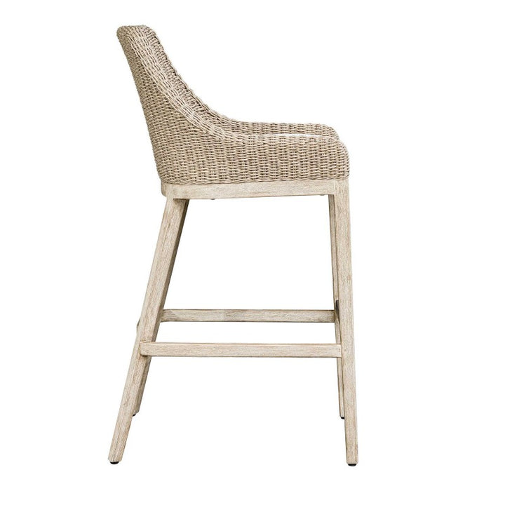 Paloma - Outdoor Wicker Bar Stool - Gray / White