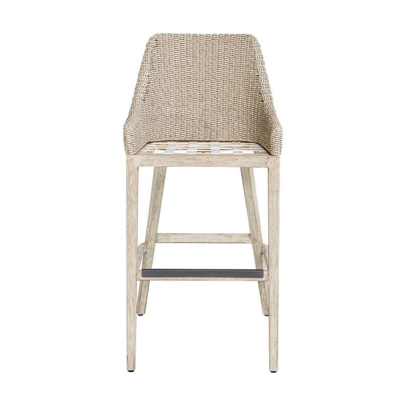Paloma - Outdoor Wicker Bar Stool - Gray / White