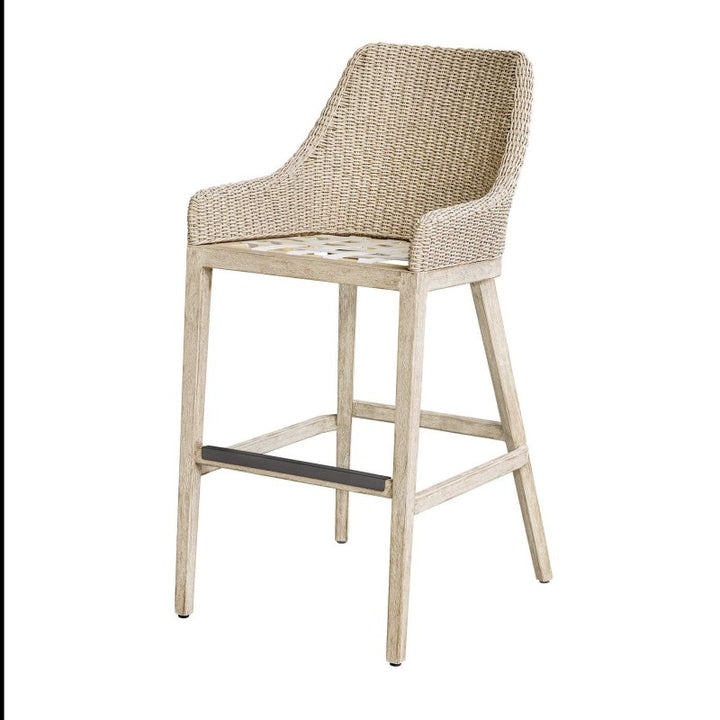 Paloma - Outdoor Wicker Bar Stool - Gray / White