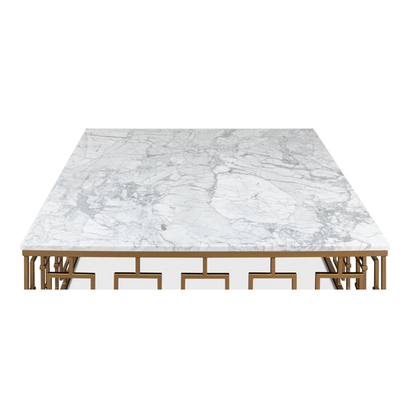 Brass Gate Cocktail Table W/ White Marble