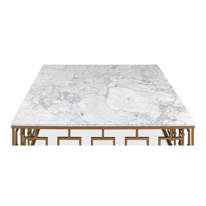 Brass Gate Cocktail Table W/ White Marble