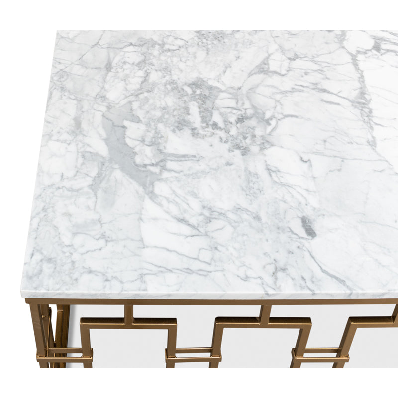 Brass Gate Cocktail Table W/ White Marble