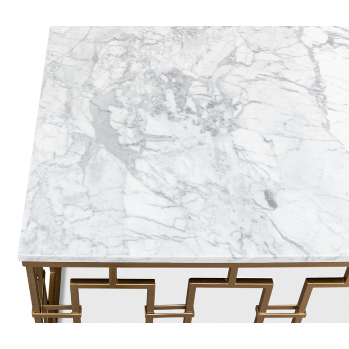 Brass Gate Cocktail Table W/ White Marble