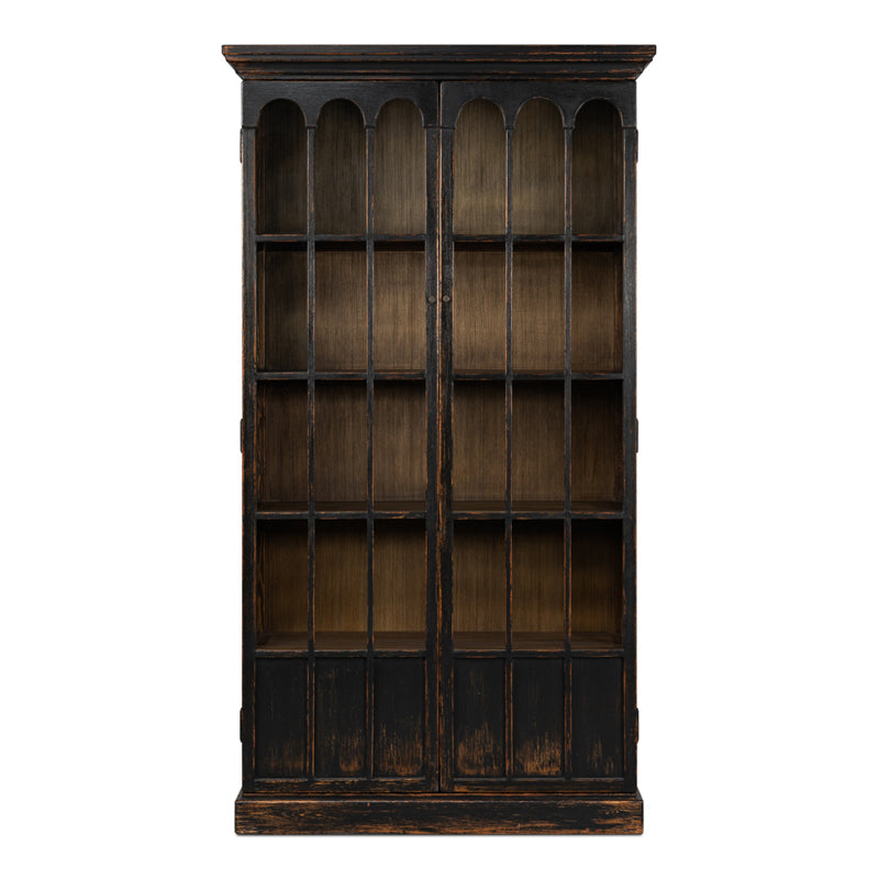 Edgar Allan Glass Bookcase Antique Black