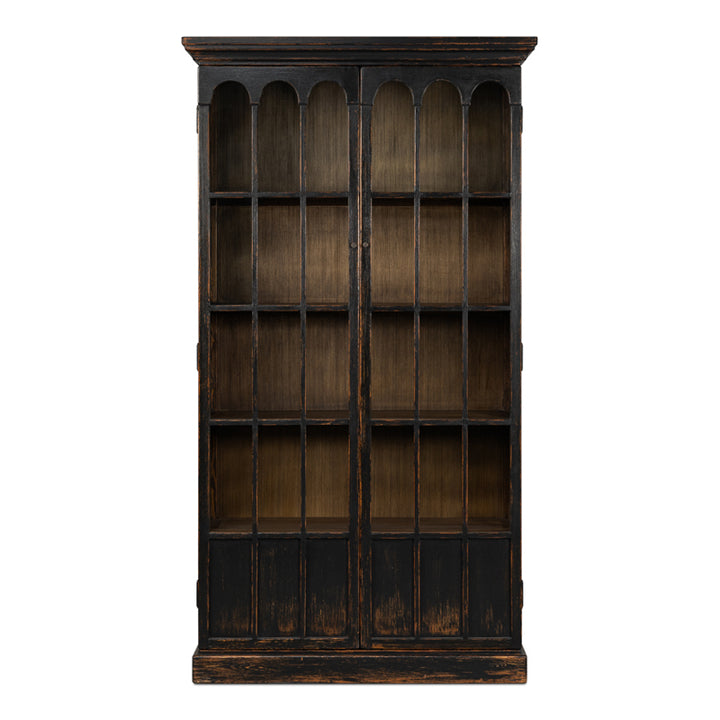 Edgar Allan Glass Bookcase Antique Black